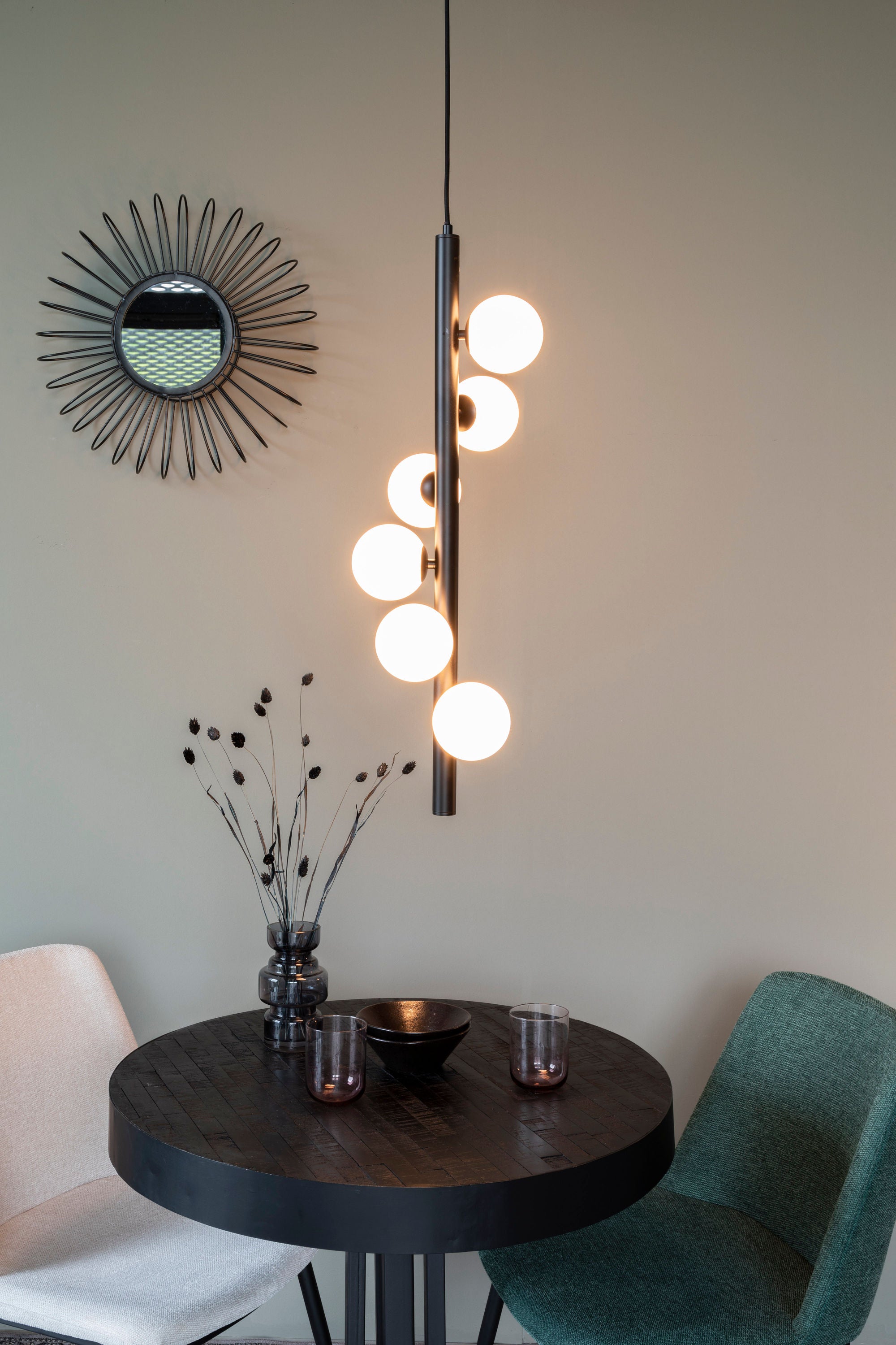 Monica White Glass Orb Pendant Light